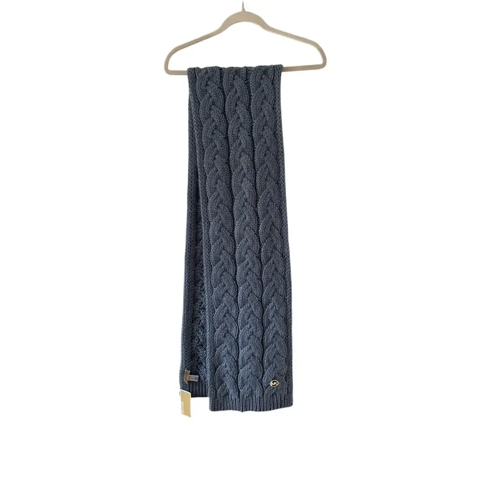Michael Kors Blue Cable Knit Scarf One Size